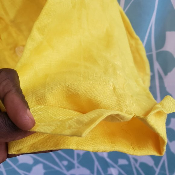 Bright Yellow Pure Linen Button up L/Sleeve Jacket +measurement size 16 - Picture 7 of 9